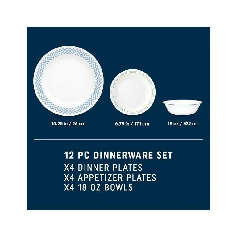 (PREORDER) Corelle Amelia 12-Pc Dinnerware Set, Serves 4