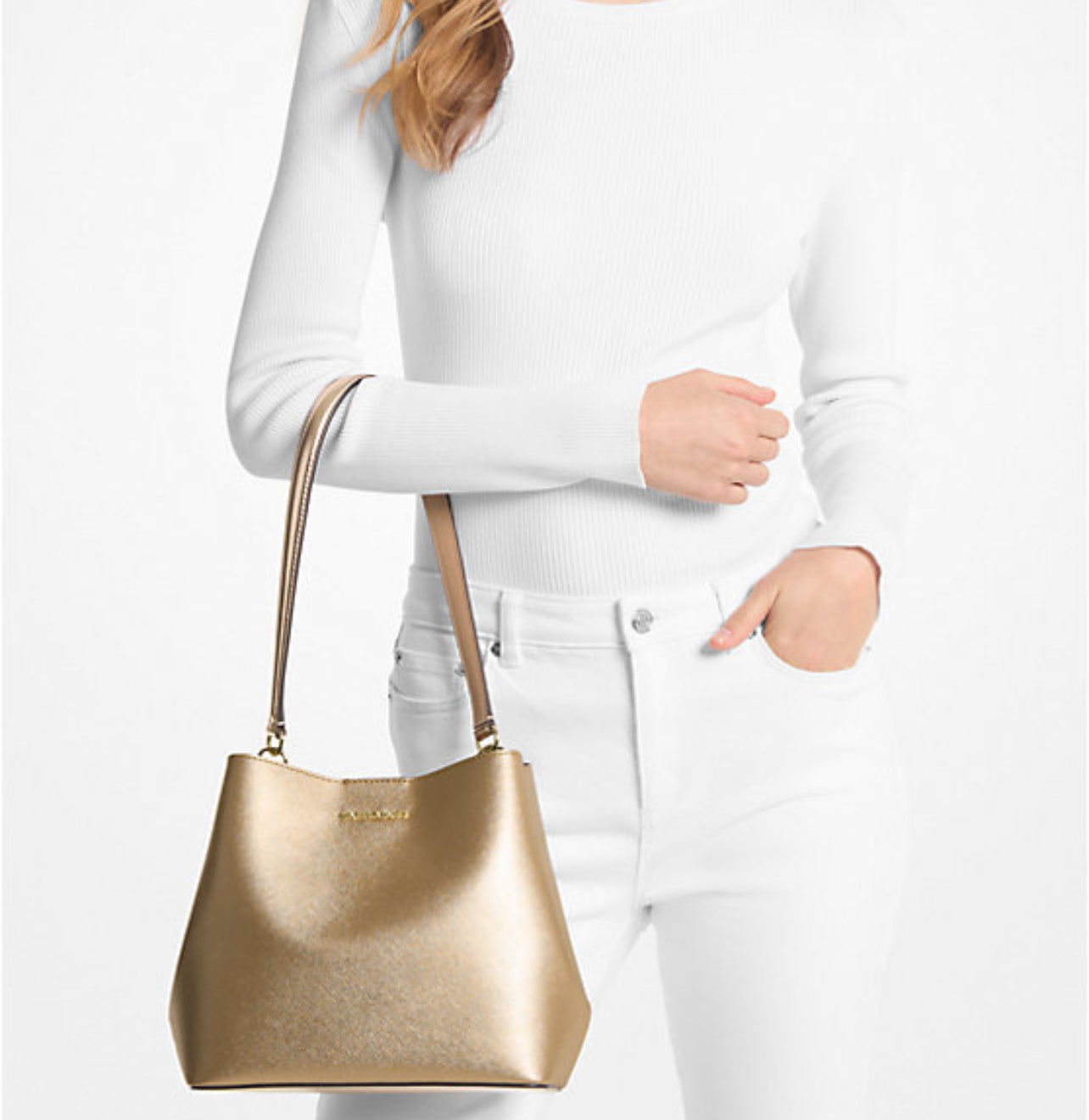 (PREORDER) Michael Kors Pratt Medium Metallic Shoulder Bag
