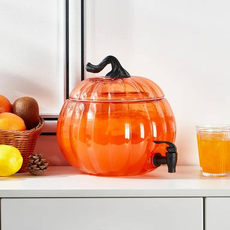 (PREORDER) Way To Celebrate 1.5 Gallon Pumpkin Glass Beverage Dispenser
