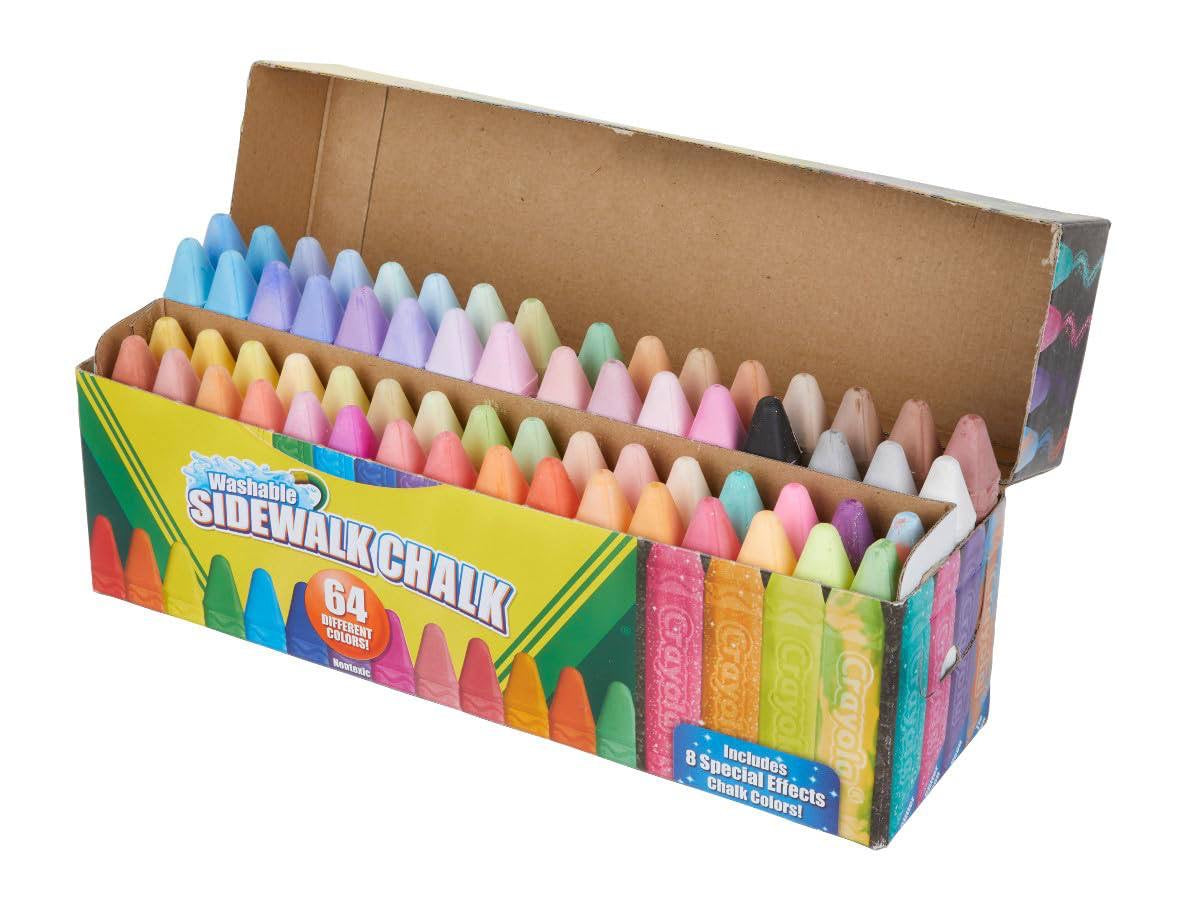 Crayola Ultimate Washable Chalk Collection (64ct), Bulk Sidewalk Chalk