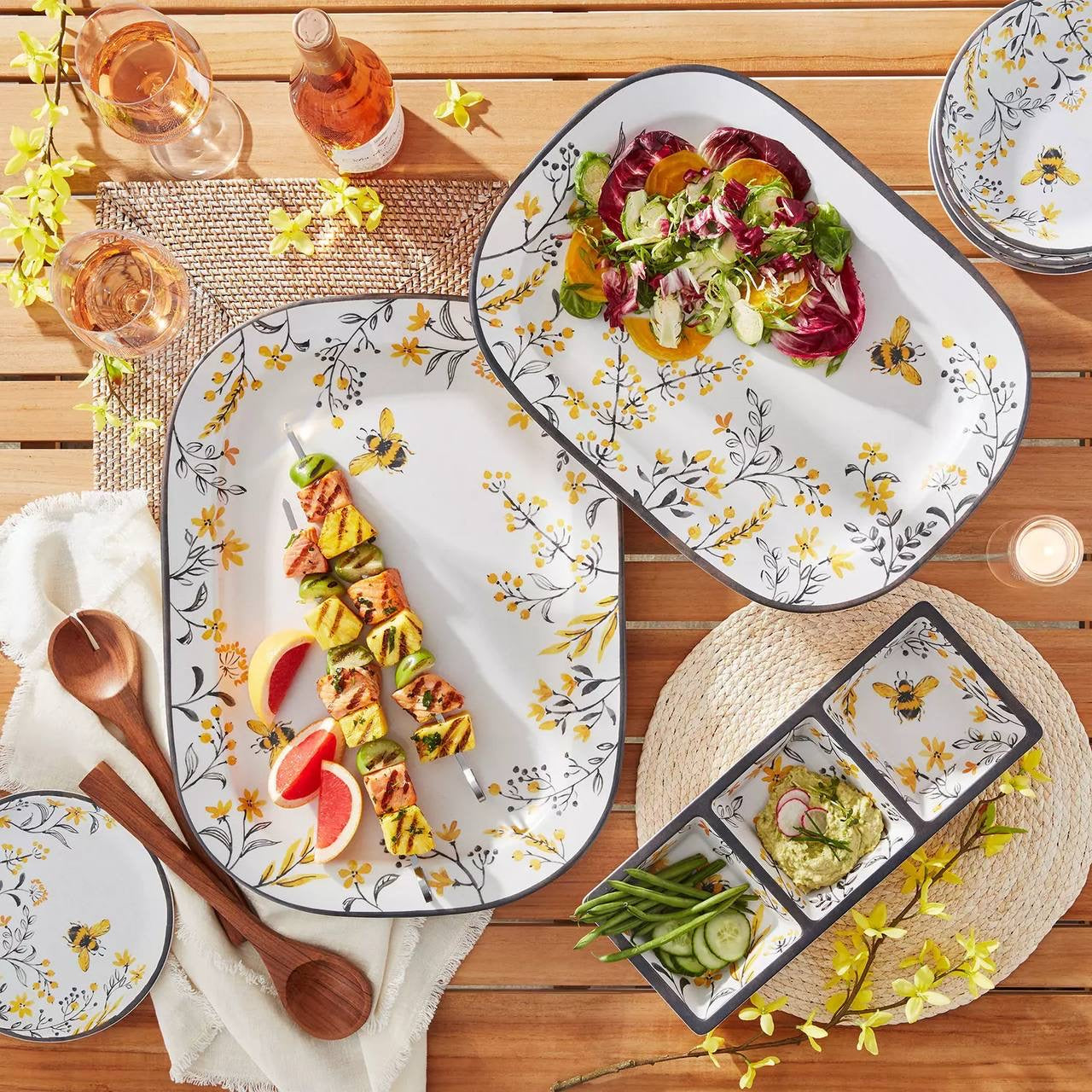 Member's Mark 3-Piece Bamboo Melamine Serveware Set - Vintage Bee