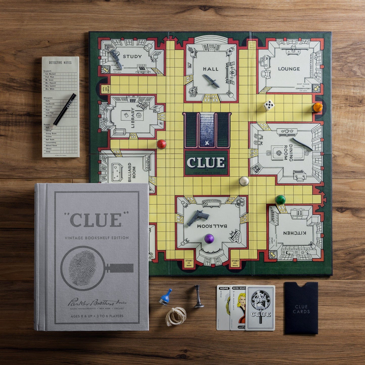 (PREORDER) WS Game Company Scrabble, Monopoly, and Clue Vintage Board Game Bookshelf Collection