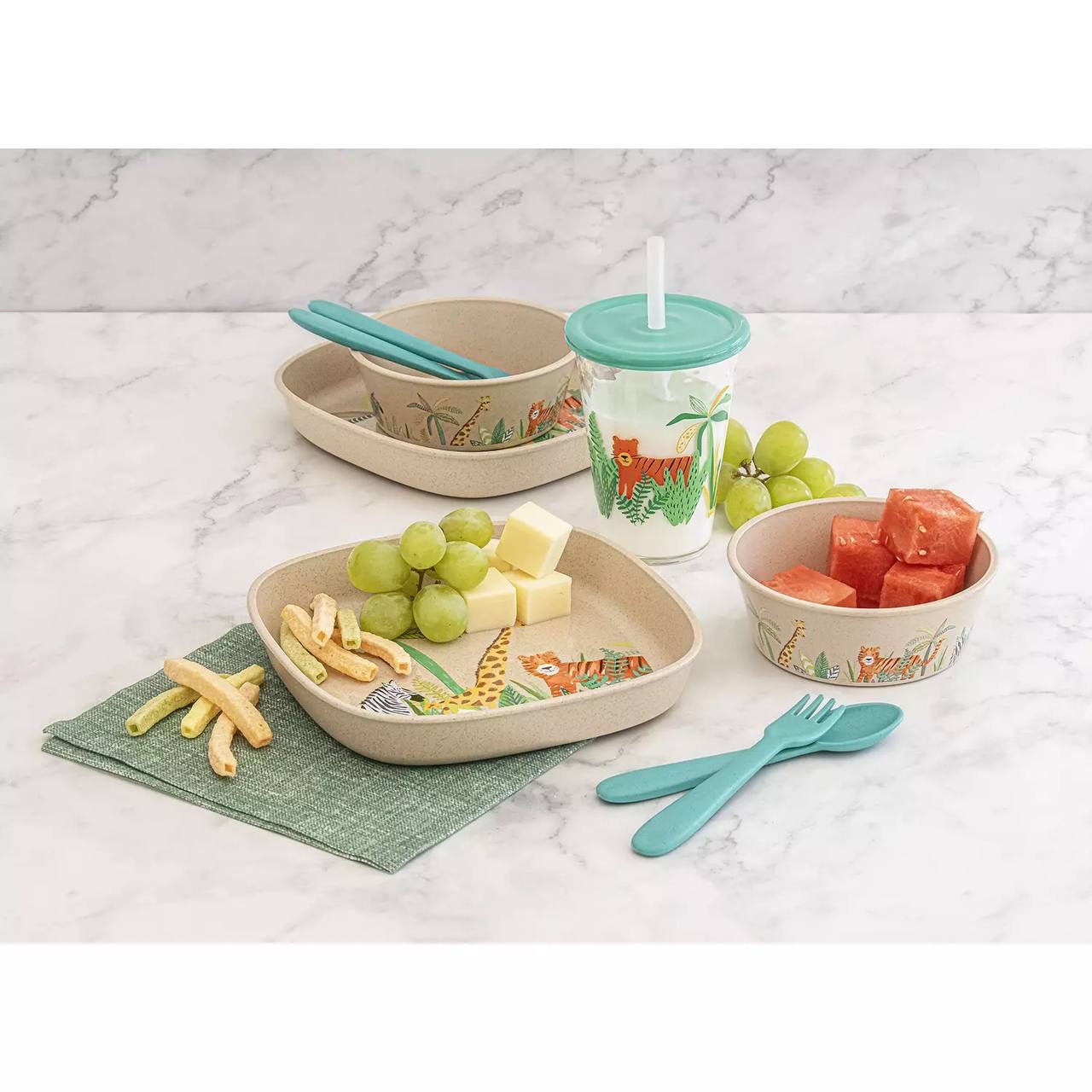 (PREORDER) Member's Mark 20-Piece Break-resistant Wheat Straw Kids Dinnerware Set