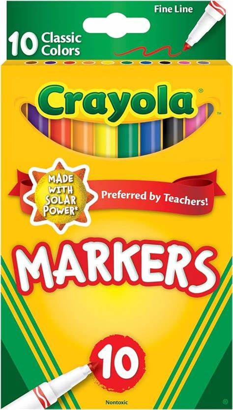 Crayola 10pc Fine Line Markers - Classic Colours