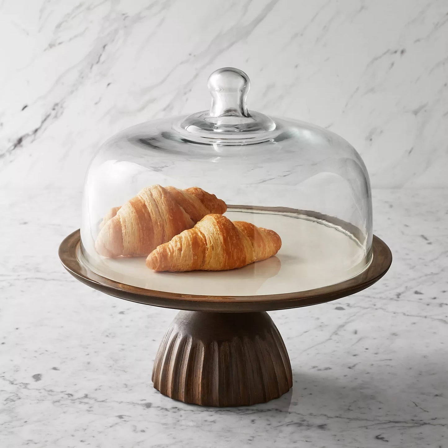(PREORDER) Member's Mark Mango Wood Cake Stand with Glass Dome Lid