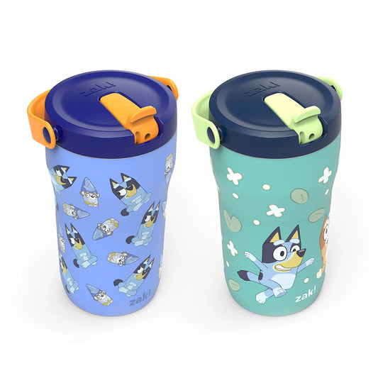 (PREORDER) Zak Designs 14-oz. Stainless Steel Double Wall Sutton Grip Tumbler for Kids, 2-Piece Set