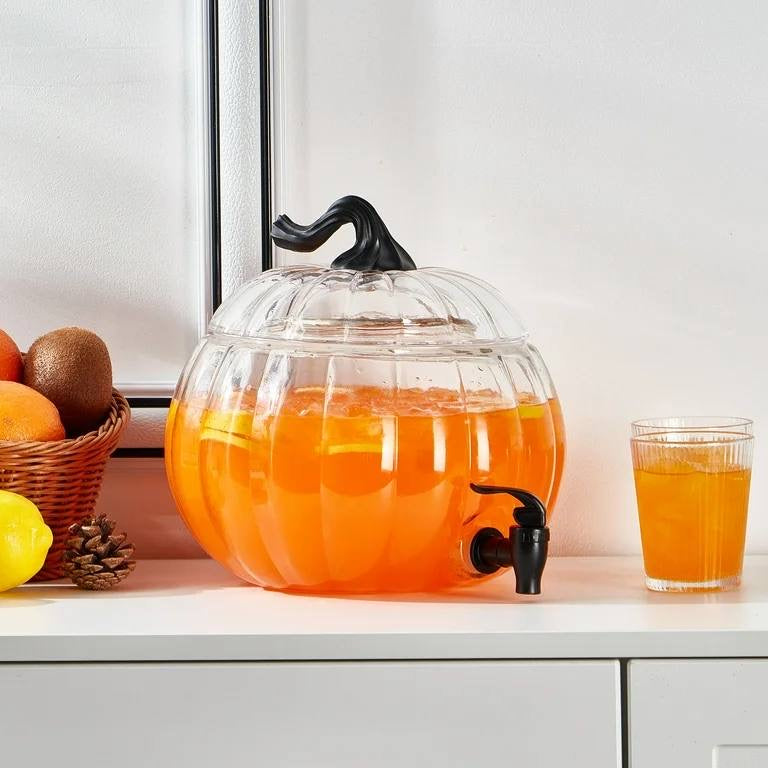 (PREORDER) Way To Celebrate 1.5 Gallon Pumpkin Glass Beverage Dispenser
