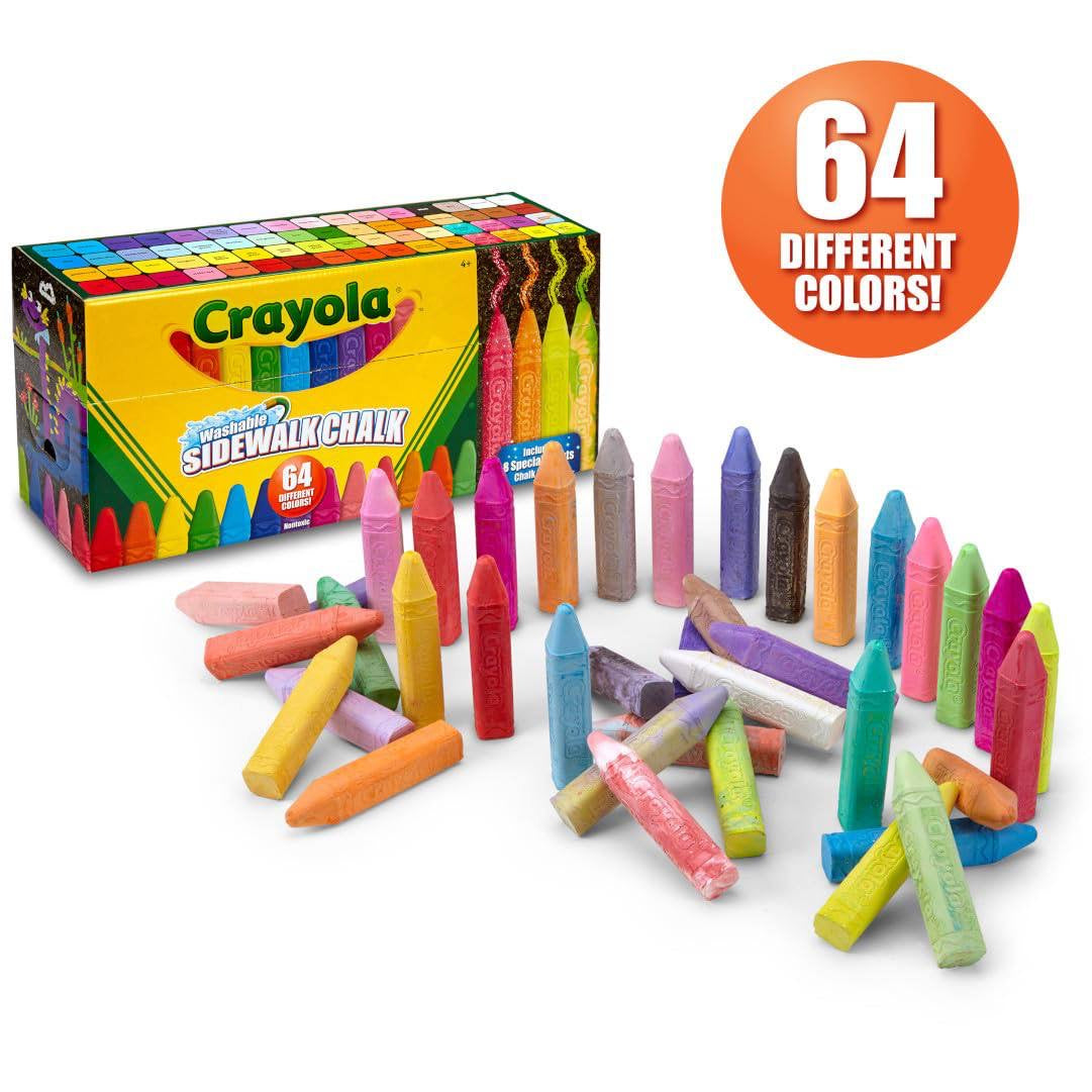 Crayola Ultimate Washable Chalk Collection (64ct), Bulk Sidewalk Chalk