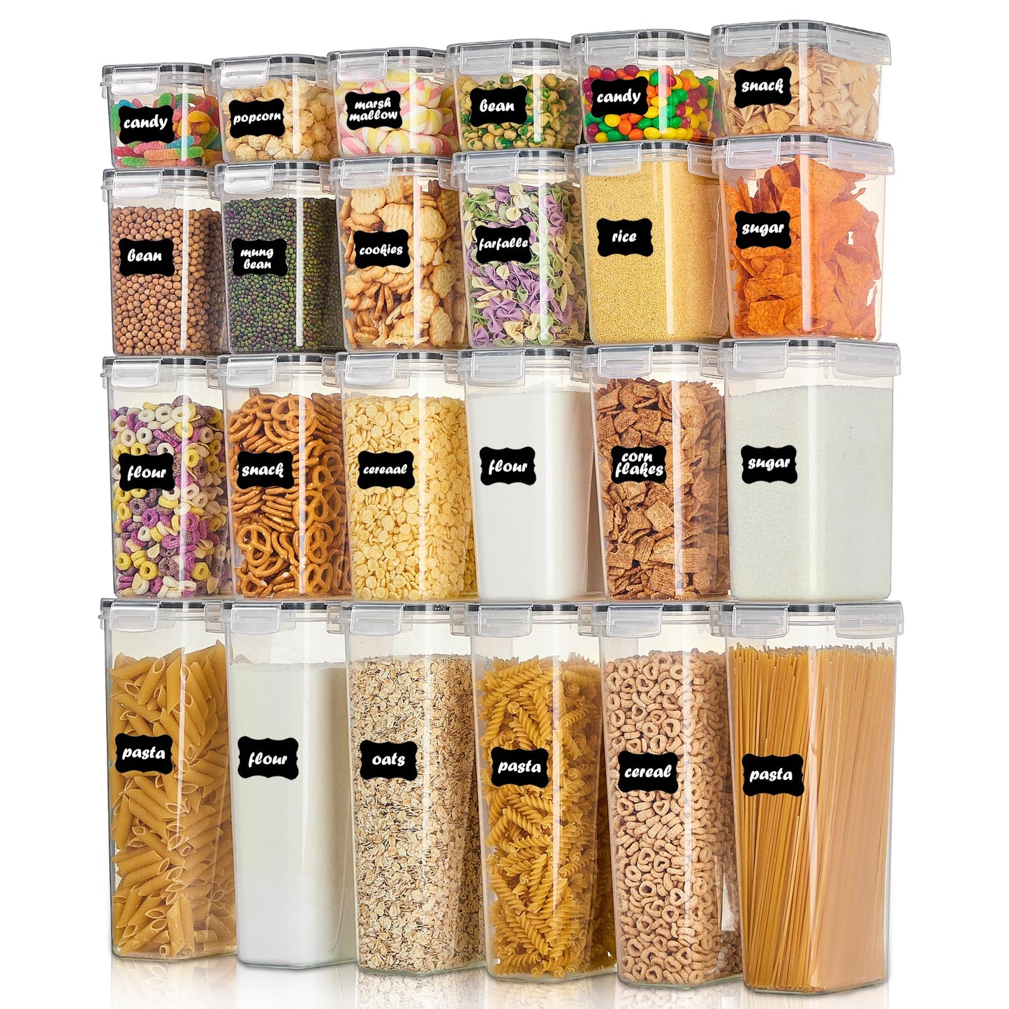 Vtopmart 24 pcs Plastic Kitchen and Pantry Organization