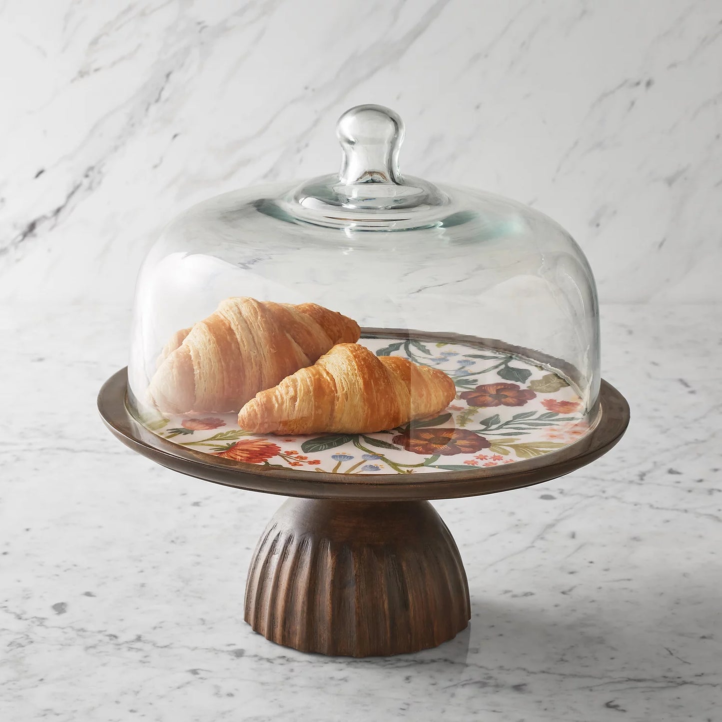 (PREORDER) Member's Mark Mango Wood Cake Stand with Glass Dome Lid