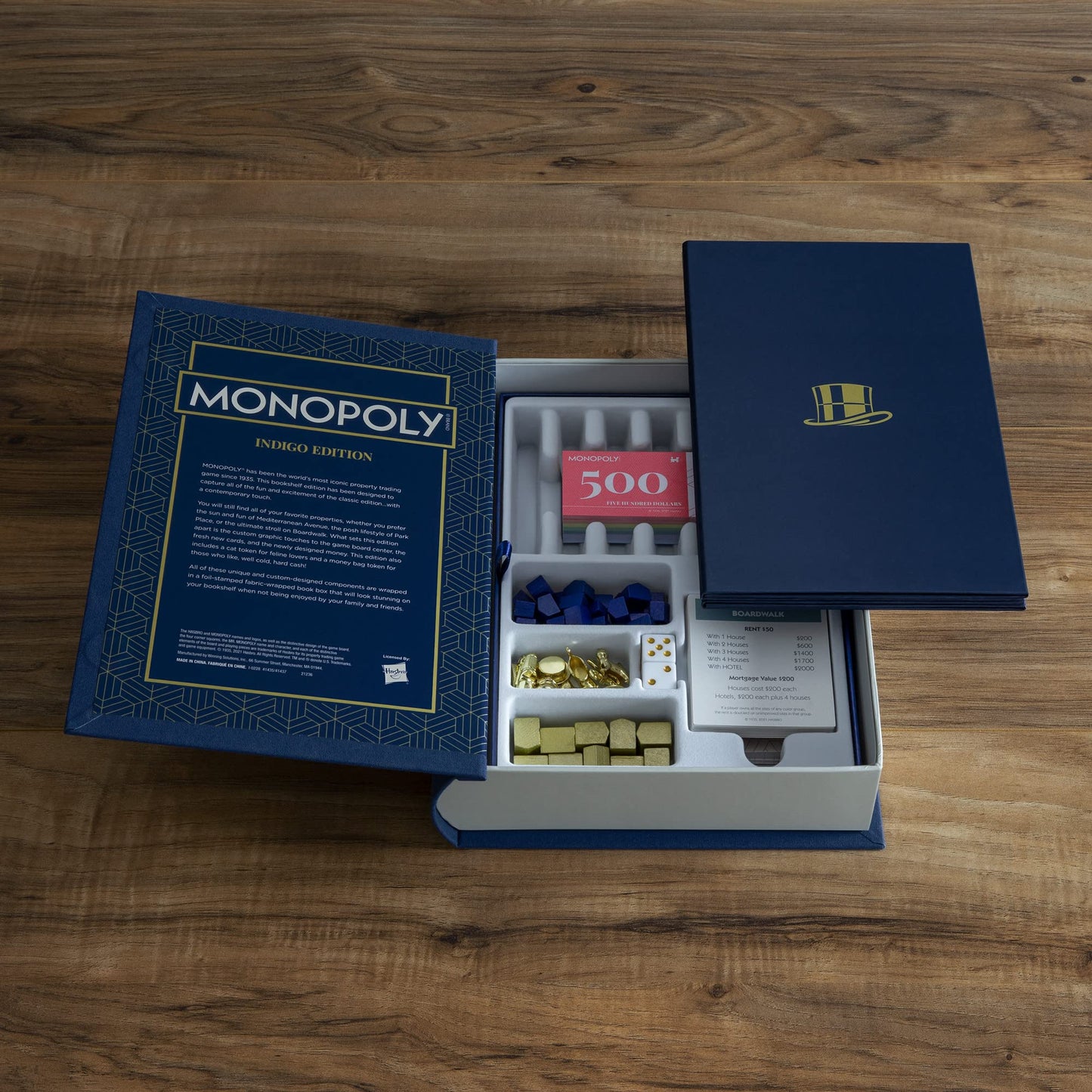 (PREORDER) WS Game Company Monopoly and Scrabble Indigo Bookshelf Game Collection