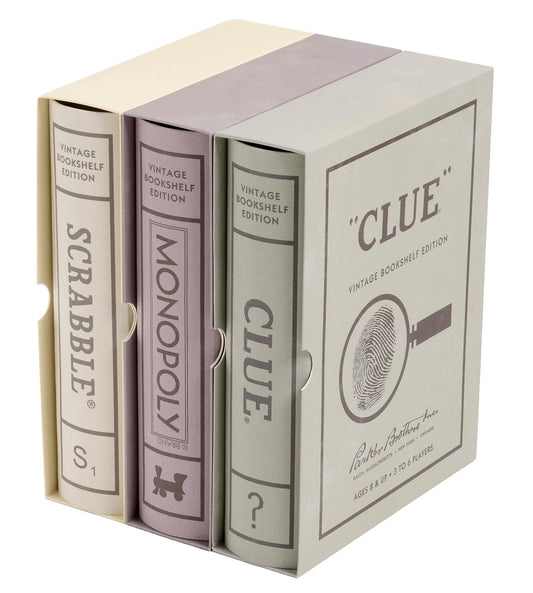 (PREORDER) WS Game Company Scrabble, Monopoly, and Clue Vintage Board Game Bookshelf Collection