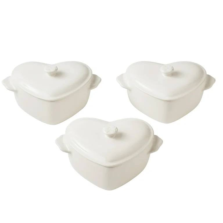 (PREORDER) The Pioneer Woman 6.45" 3-Piece Mini Hearts Ceramic Baking Dish with Lid