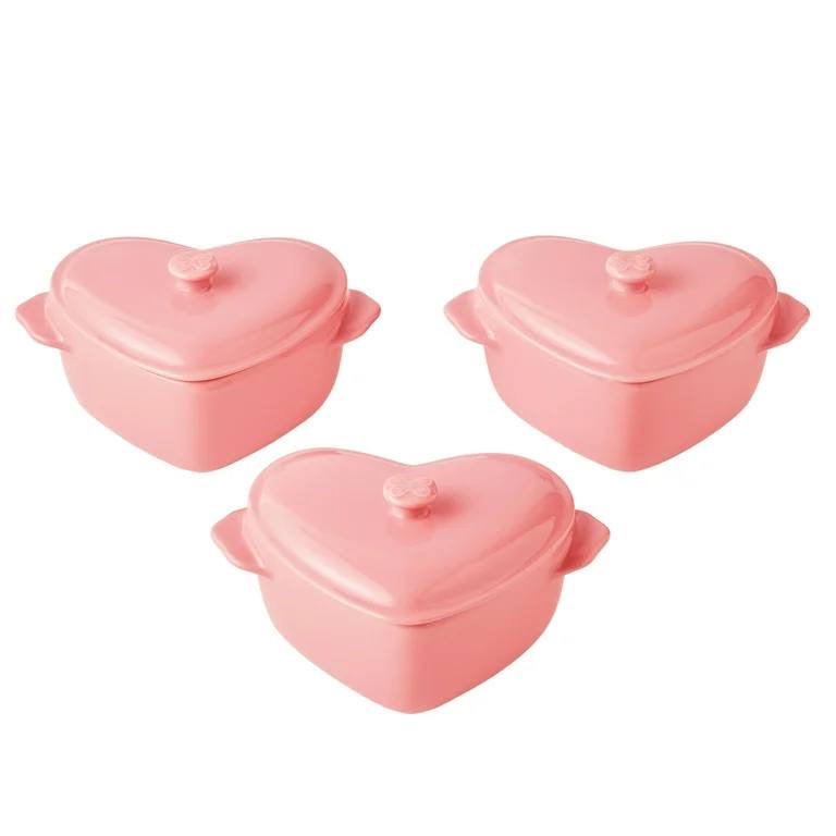 (PREORDER) The Pioneer Woman 6.45" 3-Piece Mini Hearts Ceramic Baking Dish with Lid
