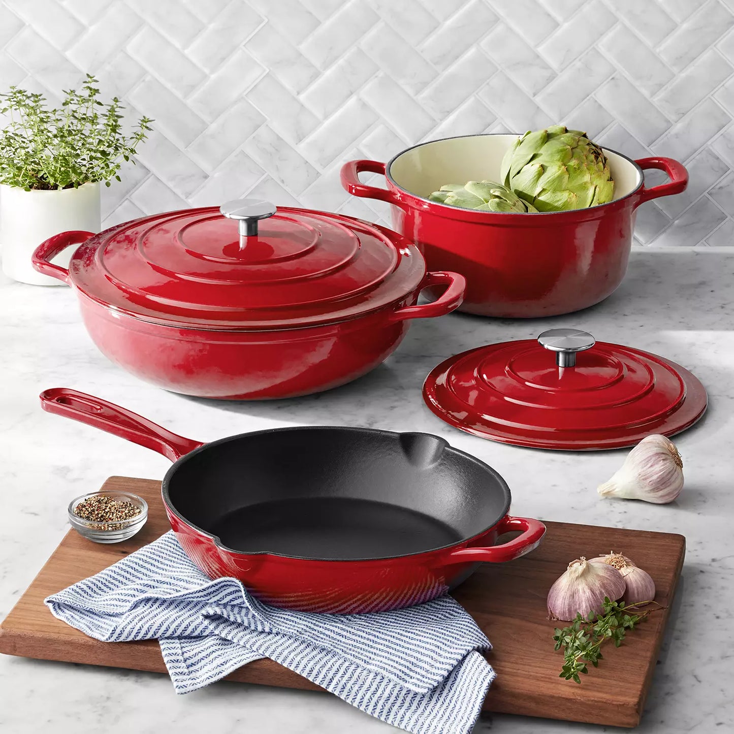 (PREORDER) Member's Mark 5-Piece Enamel Cast Iron Set