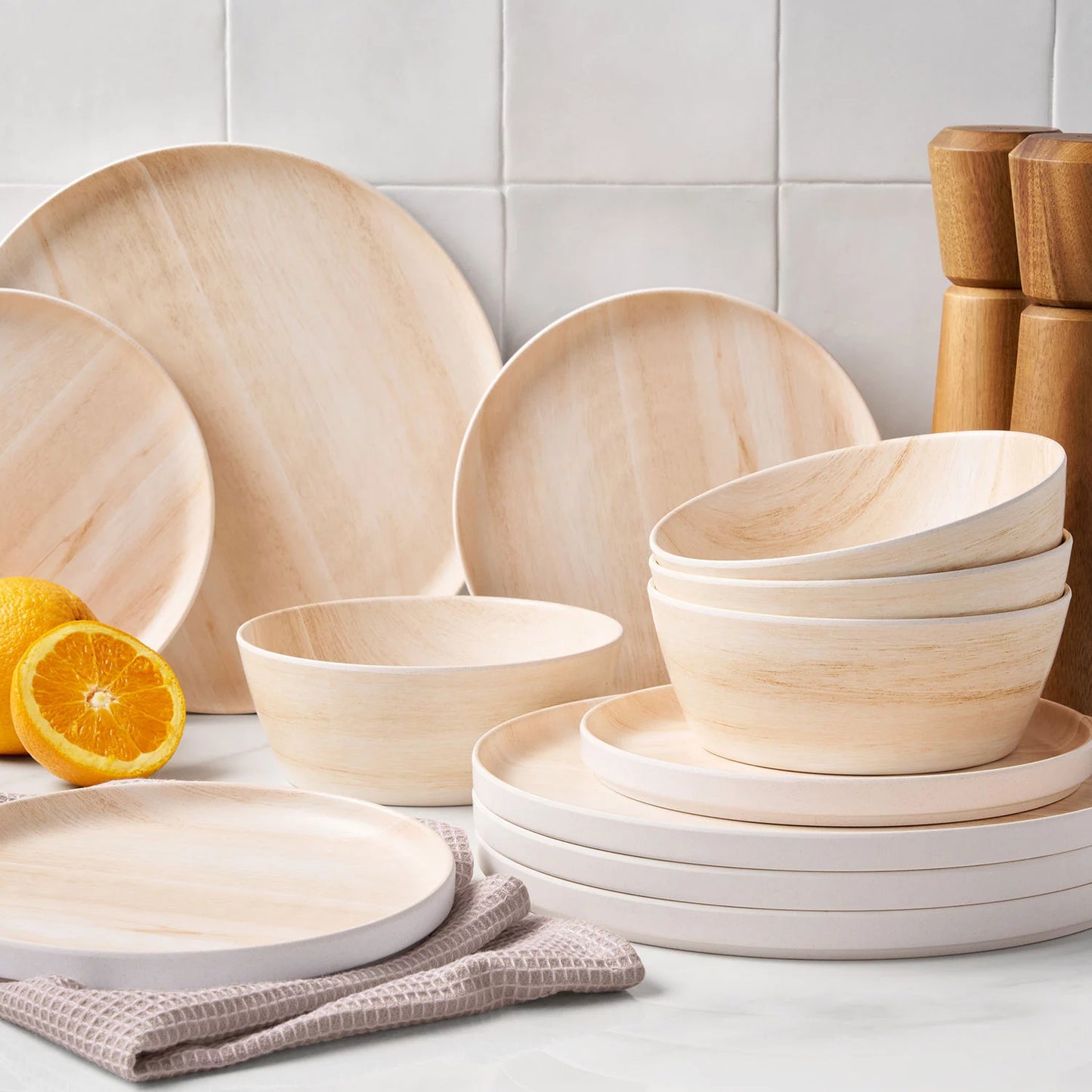 Member's Mark Bamboo Melamine 12-Piece Dinnerware Set