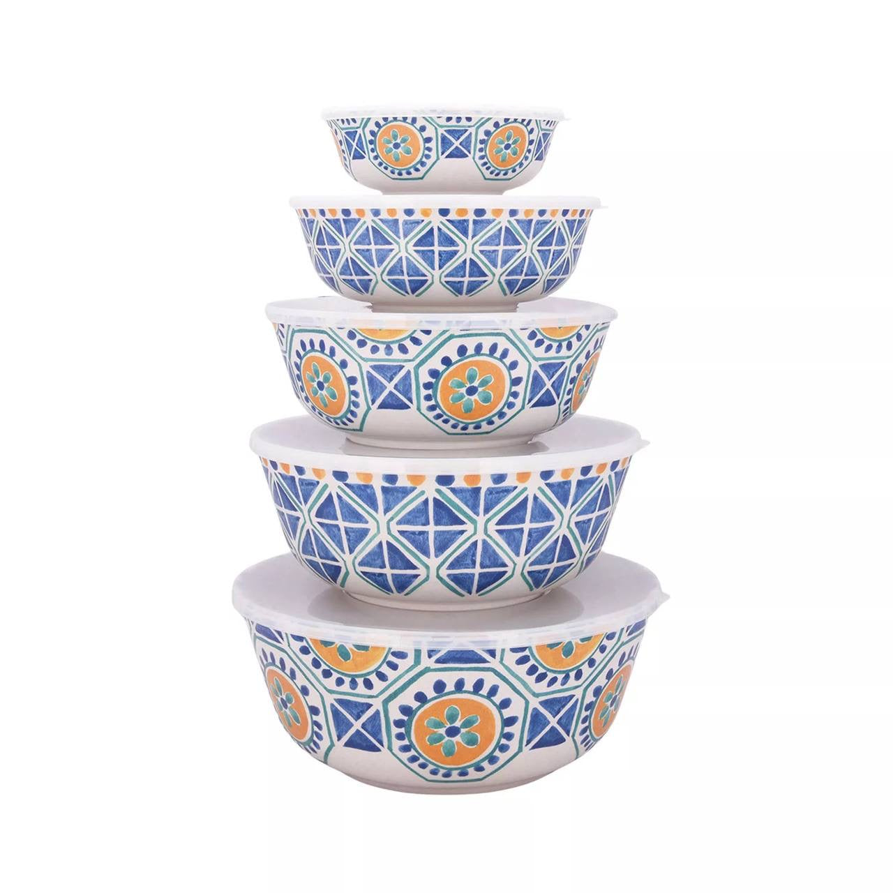 Member's Mark 10-Piece Bamboo Melamine Mixing Bowl Set - Spanish Tile